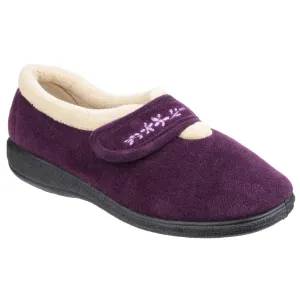 Fleet & Foster Capa Touch Fastening Memory Foam Slipper Plum