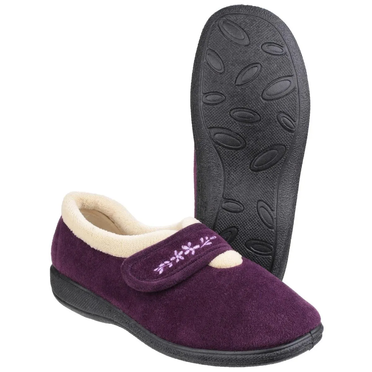 Fleet & Foster Capa Touch Fastening Memory Foam Slipper Plum