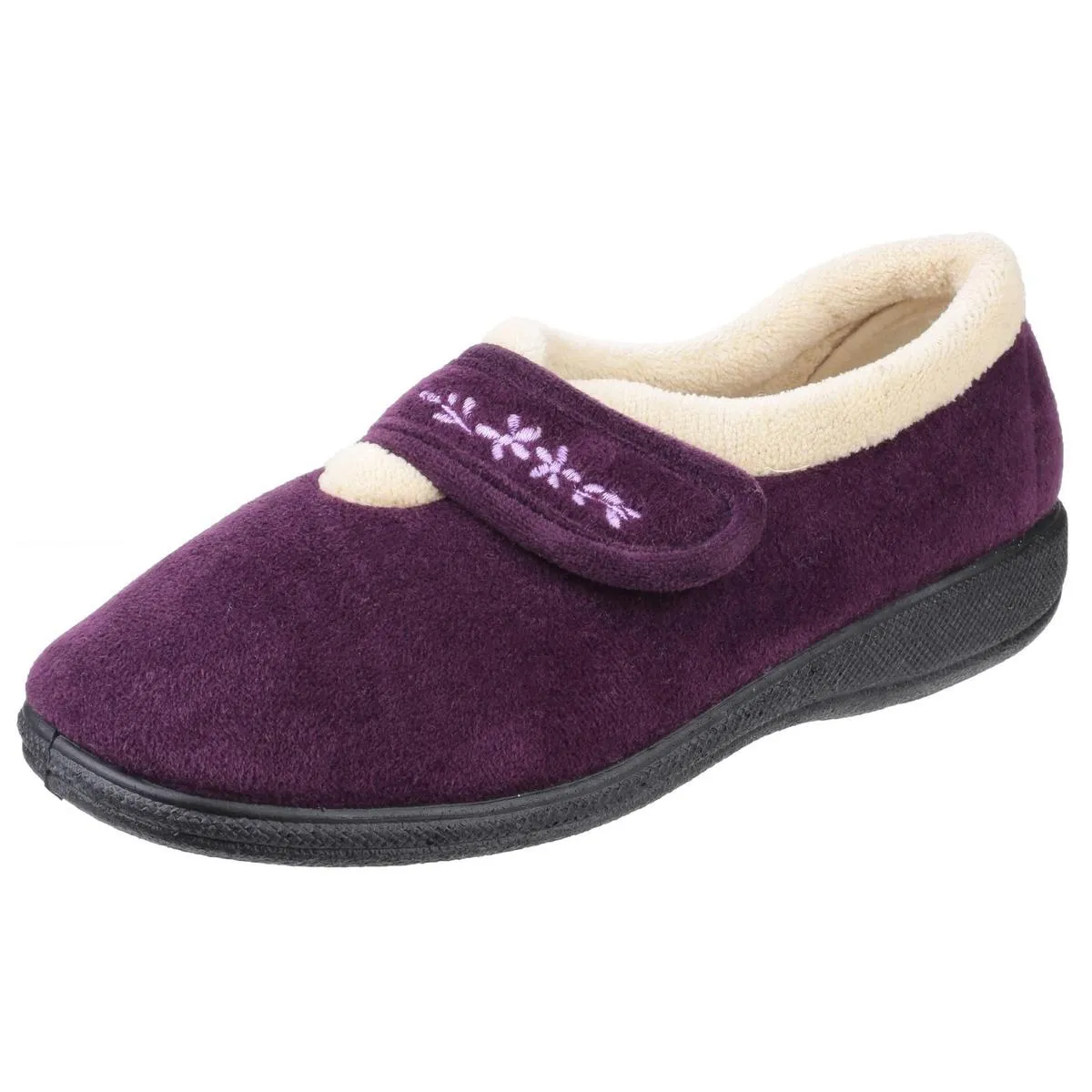 Fleet & Foster Capa Touch Fastening Memory Foam Slipper Plum