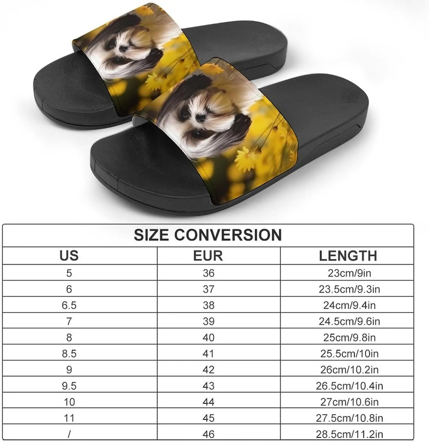 Flower Field Cute Shih Tzu Dog Open Toe Slippers for Women And Men Non Slip Shower Slippers Home Slippers