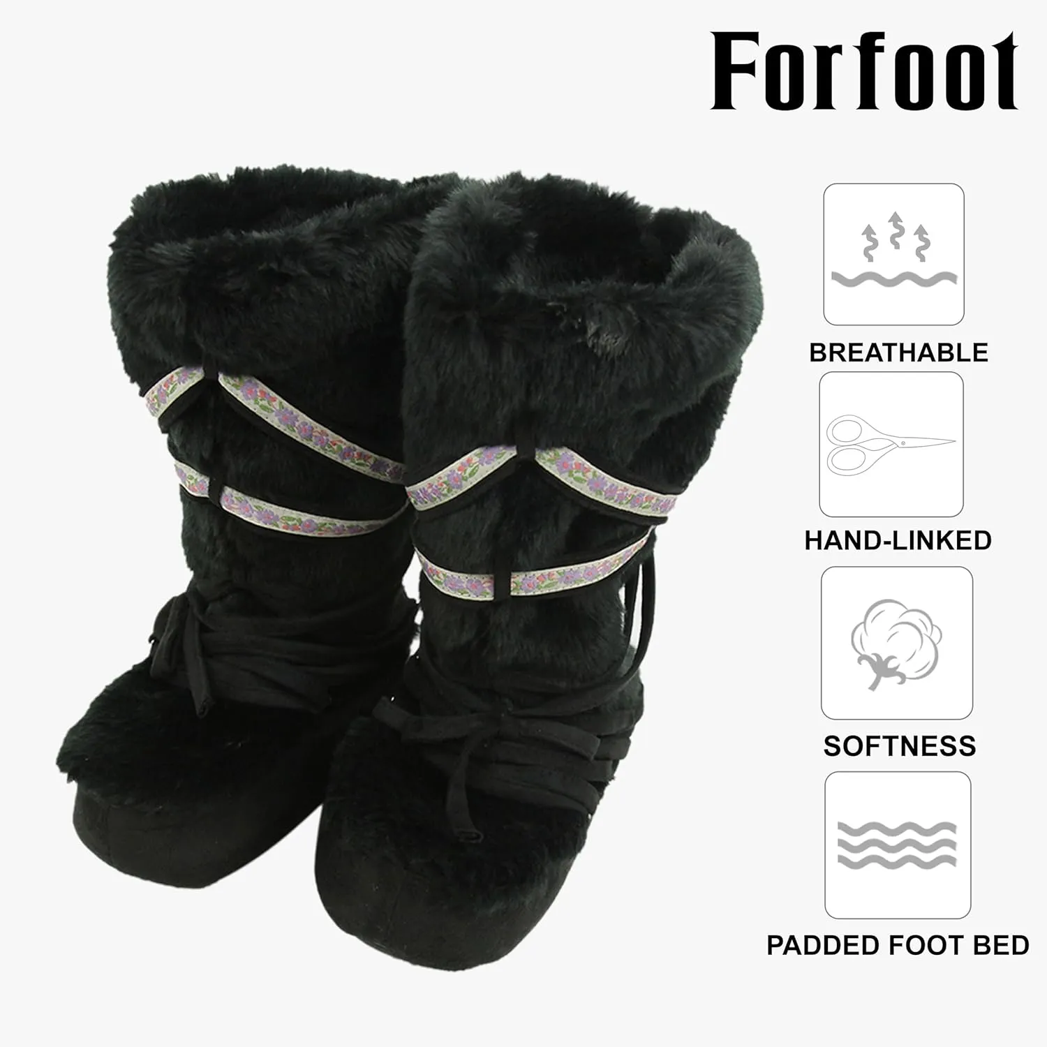 Forfoot Slippers Womens Indoor Slipper Boots for Ladies Girls with Knitted Upper and Bow