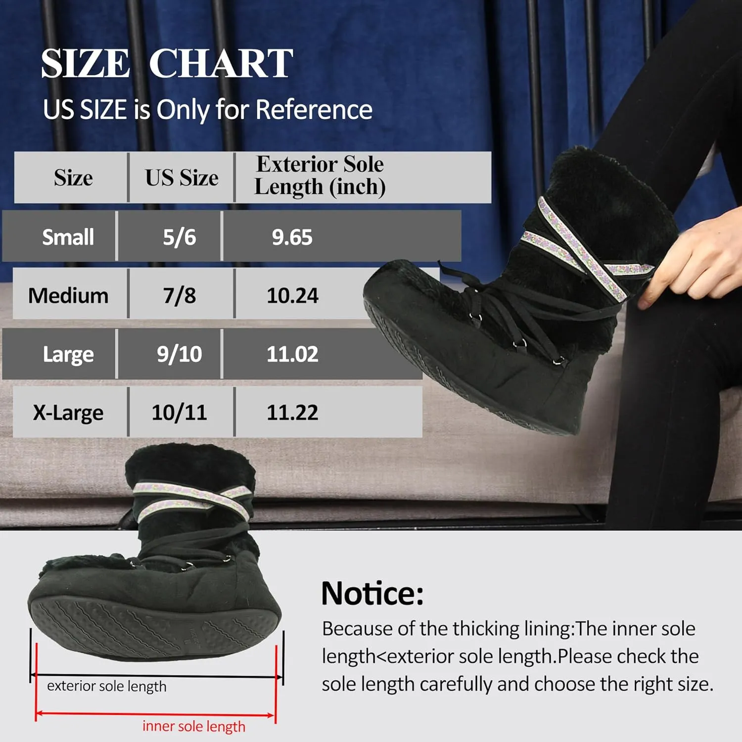 Forfoot Slippers Womens Indoor Slipper Boots for Ladies Girls with Knitted Upper and Bow