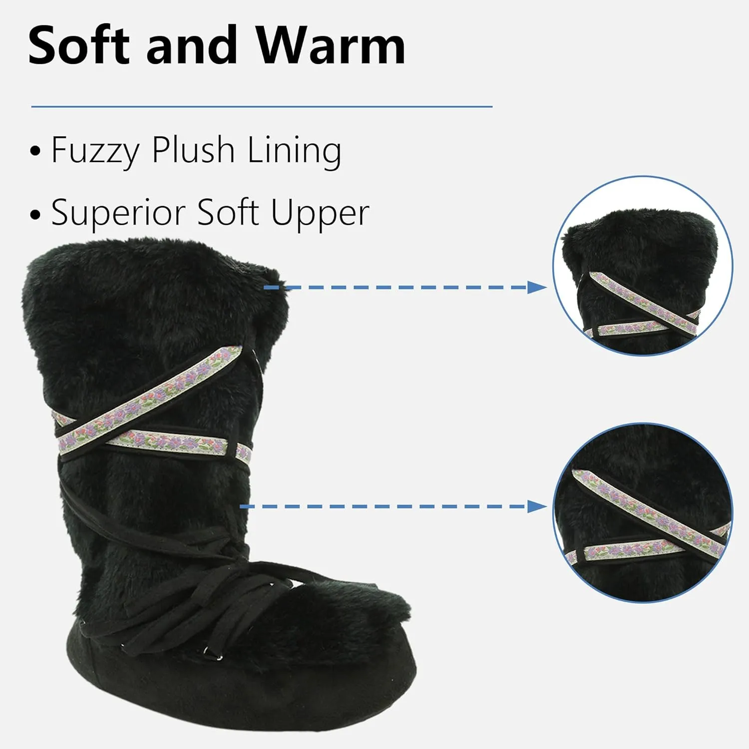 Forfoot Slippers Womens Indoor Slipper Boots for Ladies Girls with Knitted Upper and Bow