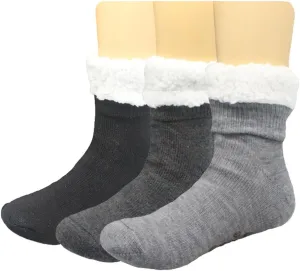 FRALOSHA Mens slippers Socks 3 Pairs Winter Warm Fuzzy Lined Non-Slip Soft Reading socks