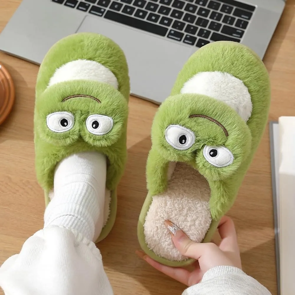 Frog Fuzzy Slippers Women Men Cute Animal Slipper Soft Plush House Slipper Preppy Home Slipper Funny Cartoon Slipper Warm Cozy Fluffy Slipper Kawaii Indoor Slipper Creative Gifts