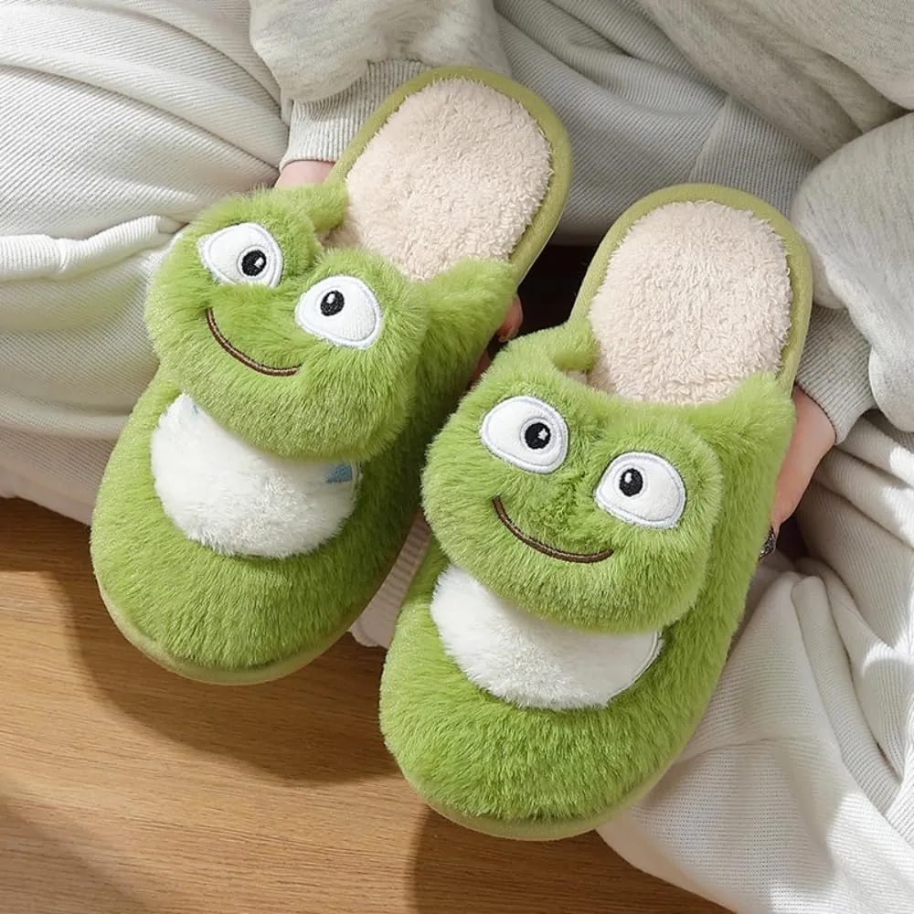 Frog Fuzzy Slippers Women Men Cute Animal Slipper Soft Plush House Slipper Preppy Home Slipper Funny Cartoon Slipper Warm Cozy Fluffy Slipper Kawaii Indoor Slipper Creative Gifts