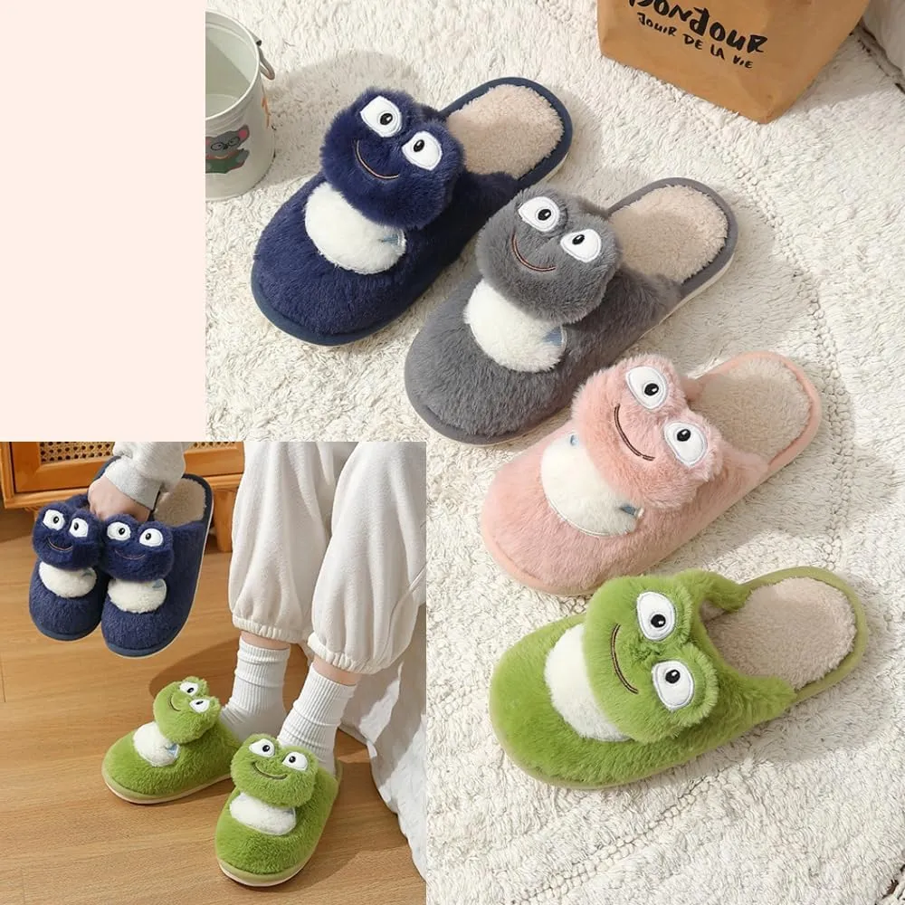 Frog Fuzzy Slippers Women Men Cute Animal Slipper Soft Plush House Slipper Preppy Home Slipper Funny Cartoon Slipper Warm Cozy Fluffy Slipper Kawaii Indoor Slipper Creative Gifts