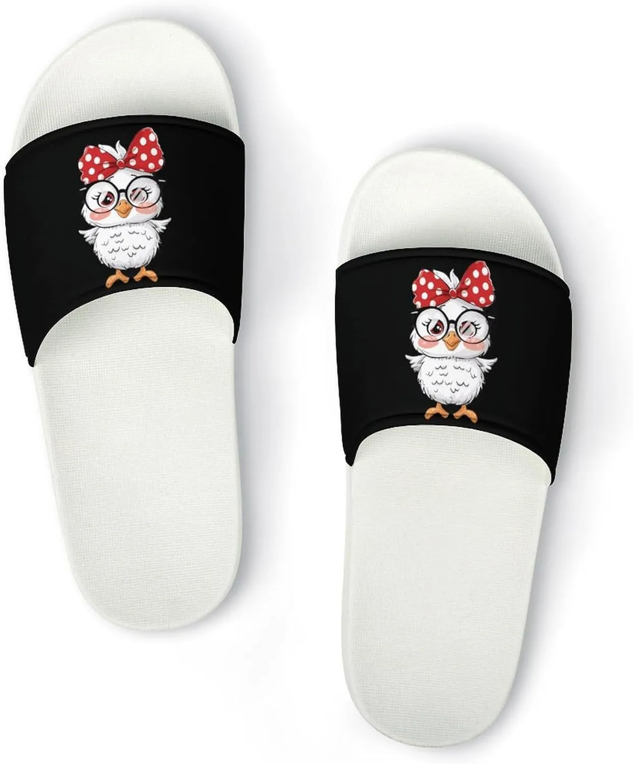 Funny Chicken Open Toe Slippers for Women And Men Non Slip Shower Slippers Home Slippers