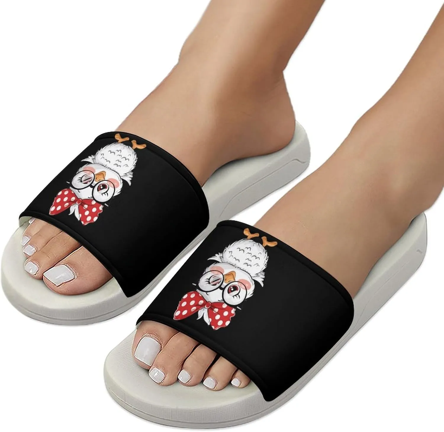 Funny Chicken Open Toe Slippers for Women And Men Non Slip Shower Slippers Home Slippers