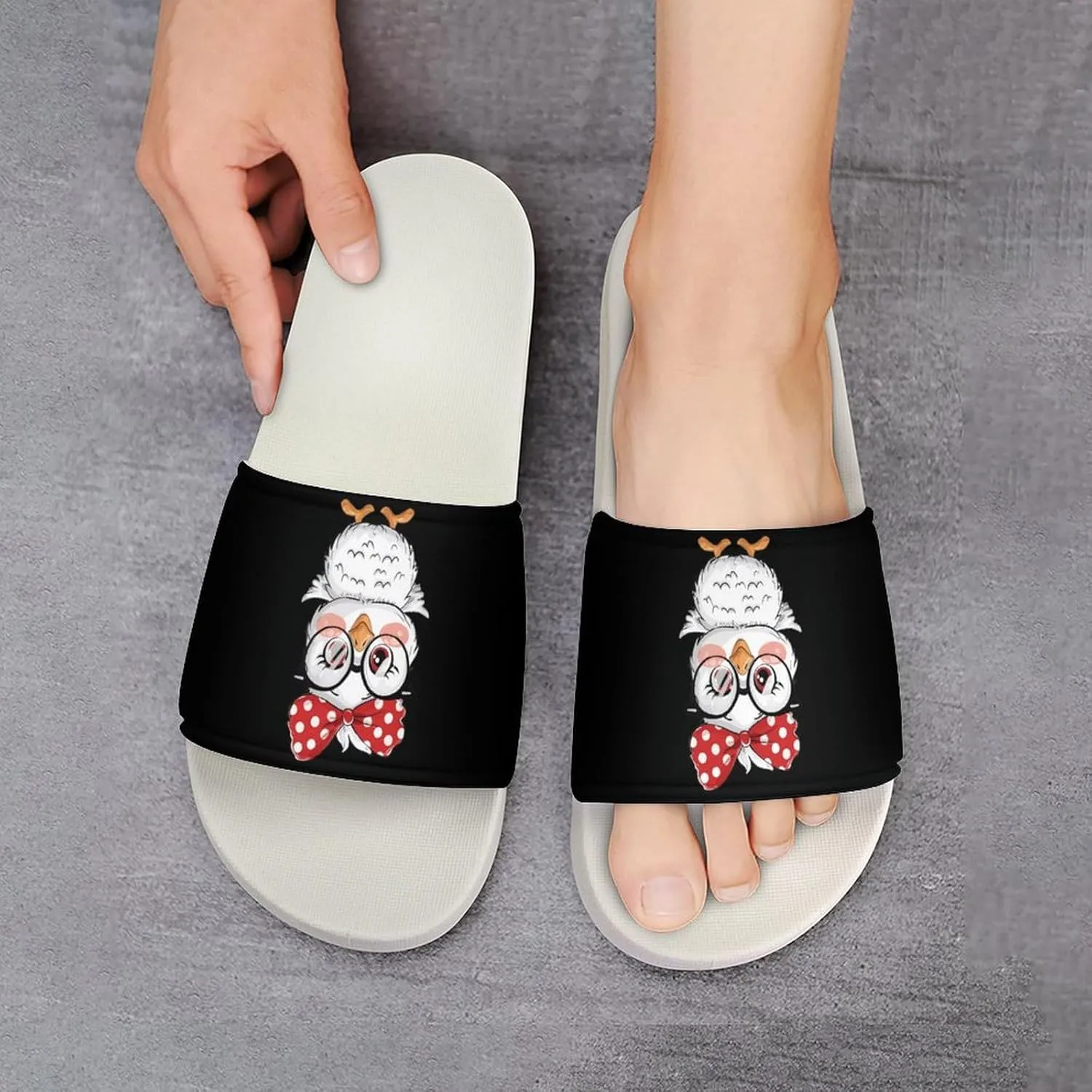 Funny Chicken Open Toe Slippers for Women And Men Non Slip Shower Slippers Home Slippers