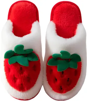 Fuzzy Slipper Winter Fluffy Slippers Fruit Cute Slippers For Women Warm Houseshoes For Women Comfort Plush Slippers
