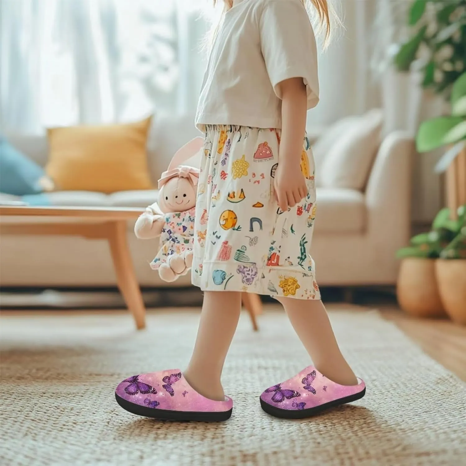 Fuzzy Slippers for Boys Girls Non-slip House Slipper Winter Home Shoes
