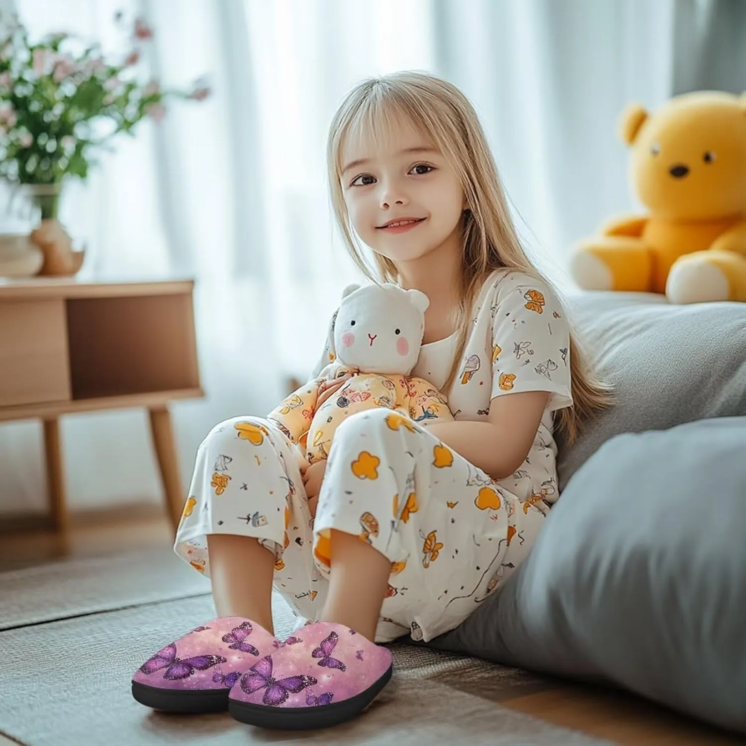 Fuzzy Slippers for Boys Girls Non-slip House Slipper Winter Home Shoes