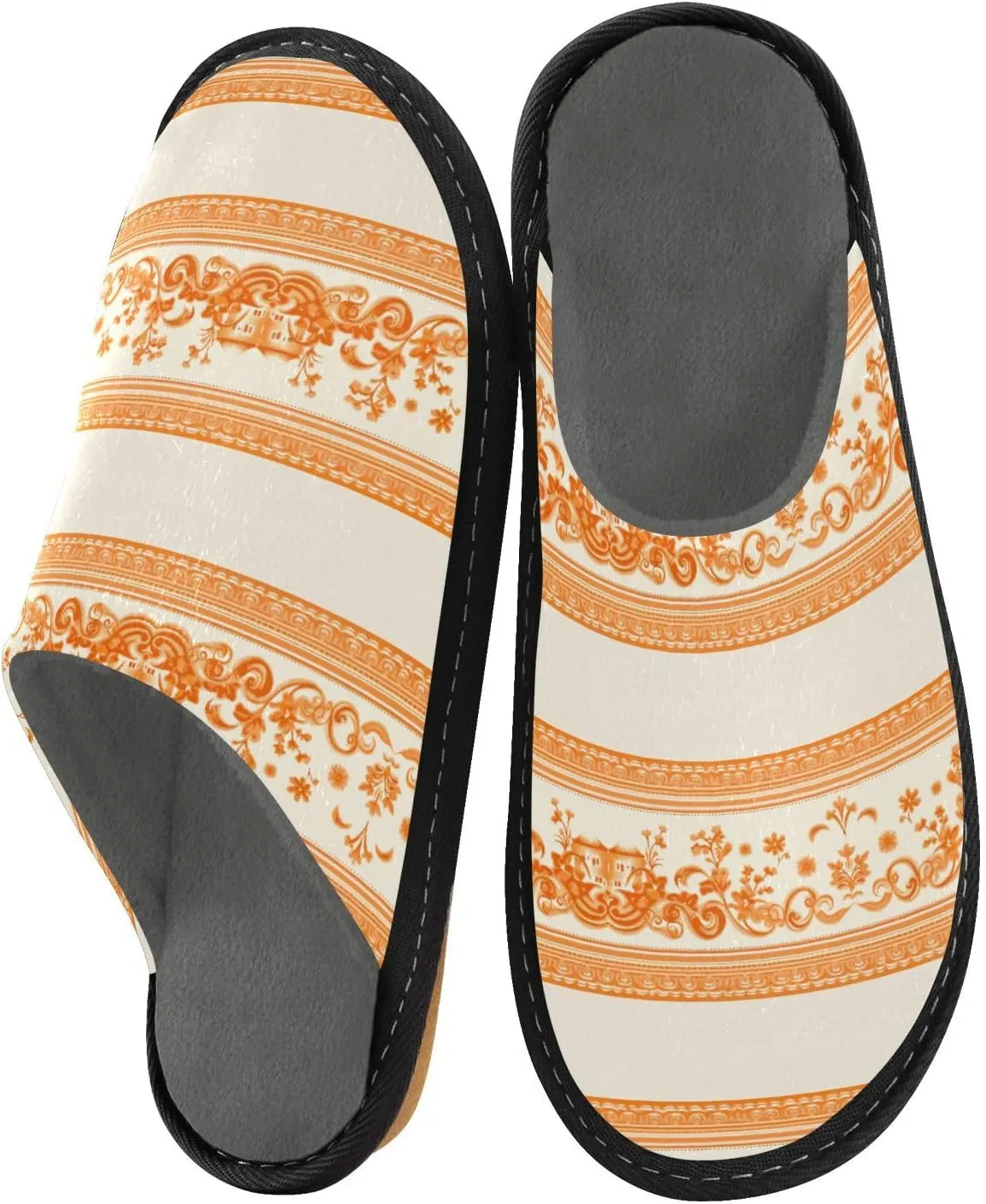 Fuzzy Slippers for Women Men Cozy Memory Foam Scuff Slippers Warm House Shoes Indoor/Outdoor