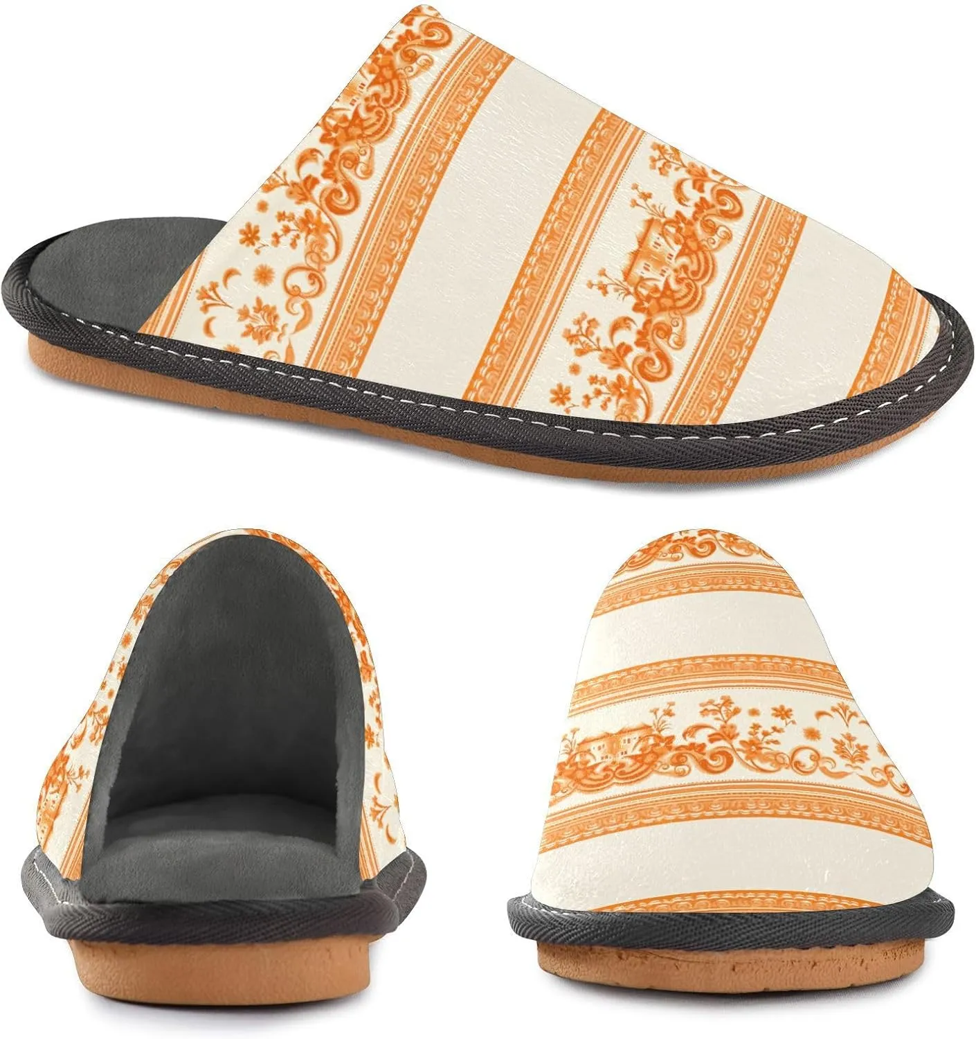 Fuzzy Slippers for Women Men Cozy Memory Foam Scuff Slippers Warm House Shoes Indoor/Outdoor