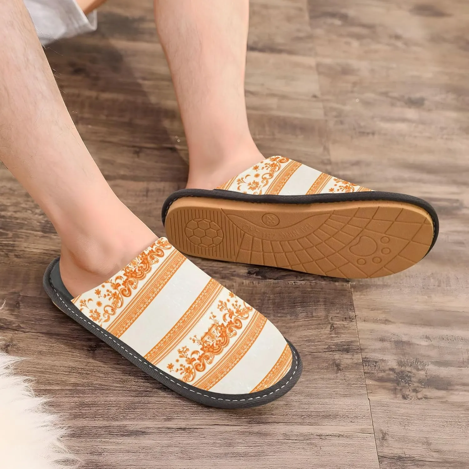 Fuzzy Slippers for Women Men Cozy Memory Foam Scuff Slippers Warm House Shoes Indoor/Outdoor