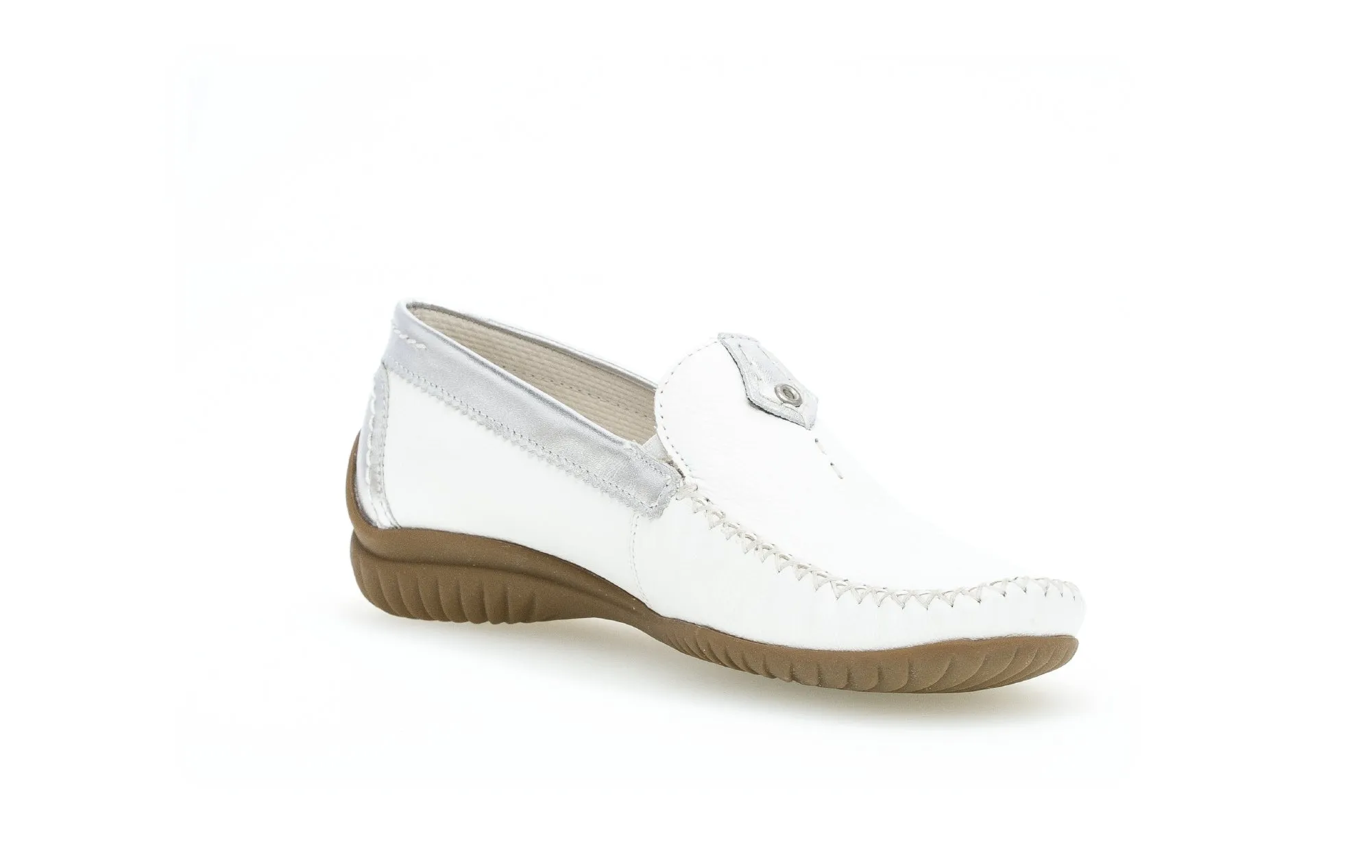 GABOR - 26.090.50 FLAT LOAFER - WHITE/SILVER
