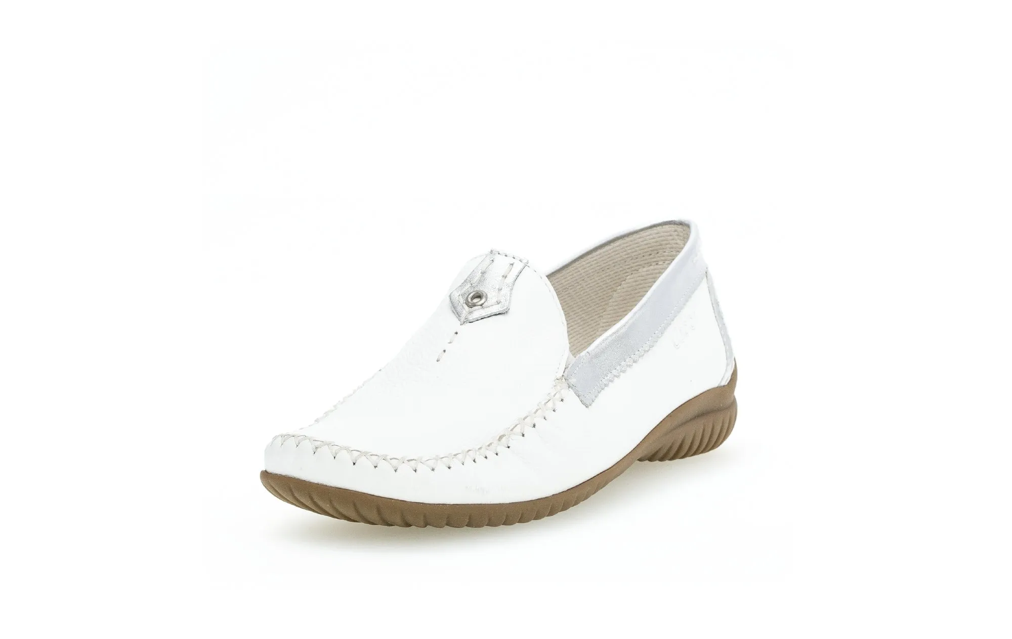 GABOR - 26.090.50 FLAT LOAFER - WHITE/SILVER