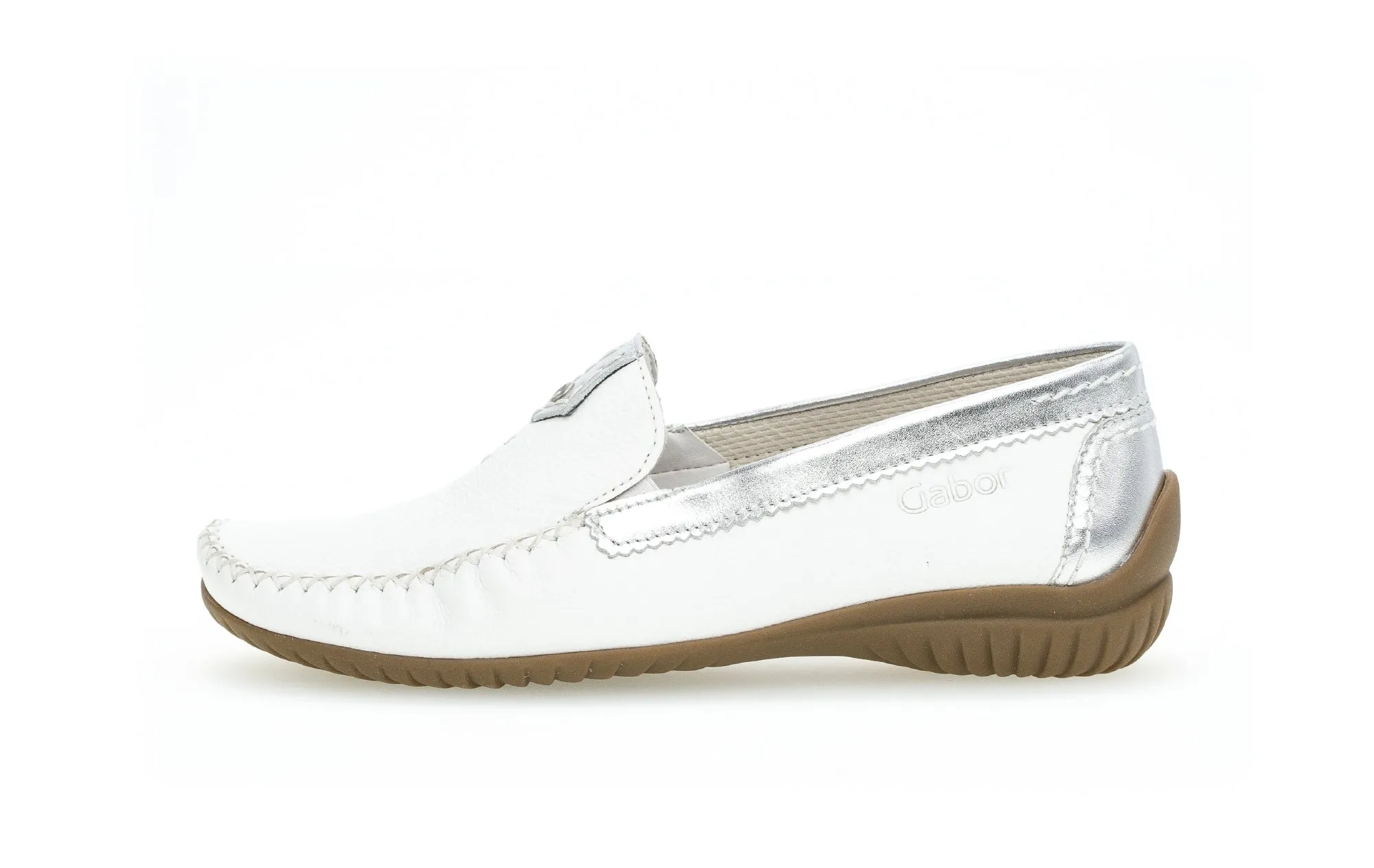 GABOR - 26.090.50 FLAT LOAFER - WHITE/SILVER