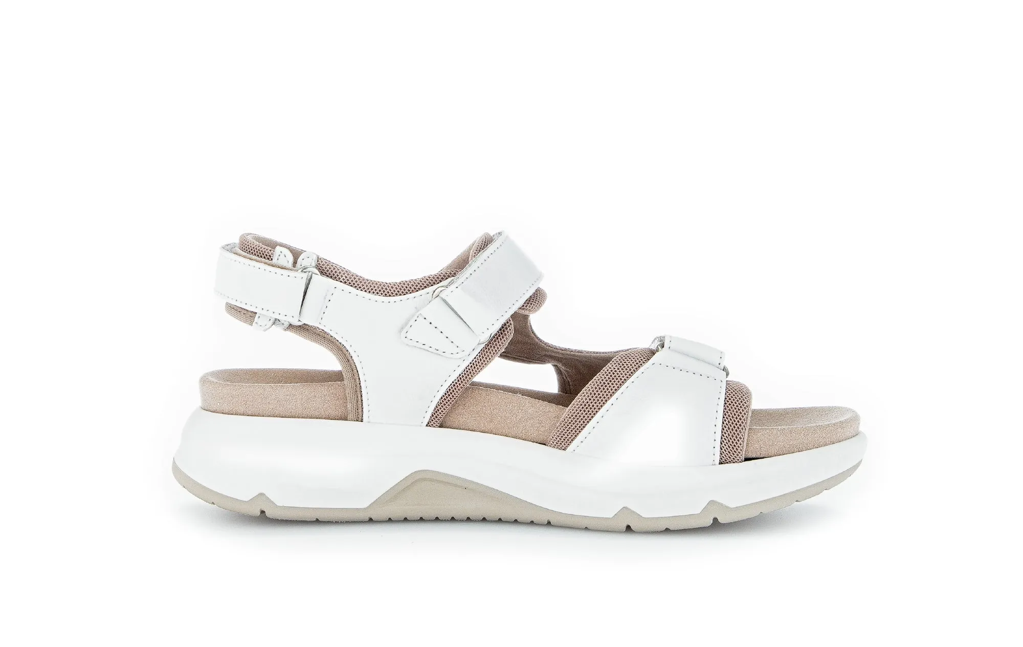 GABOR - 26.889.60 FLAT COMFORT SANDAL - WHITE LEATHER