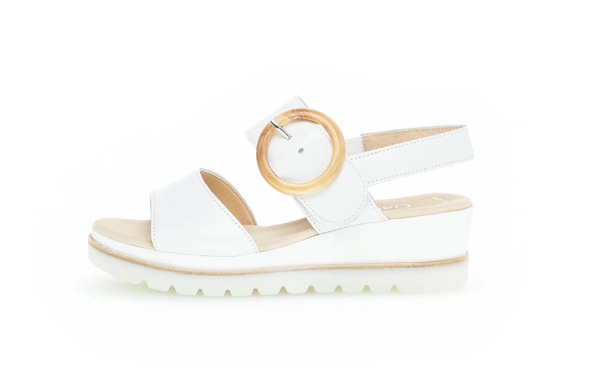 GABOR - 64.645.21 MEDIUM WEDGE SANDAL - WHITE LEATHER