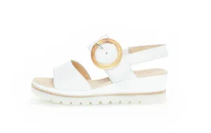 GABOR - 64.645.21 MEDIUM WEDGE SANDAL - WHITE LEATHER