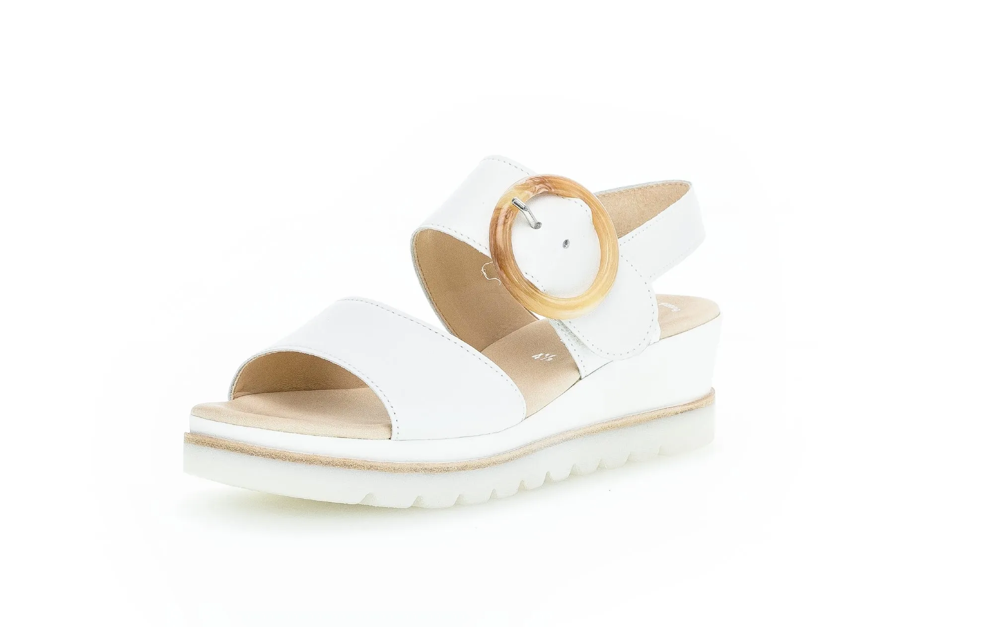 GABOR - 64.645.21 MEDIUM WEDGE SANDAL - WHITE LEATHER