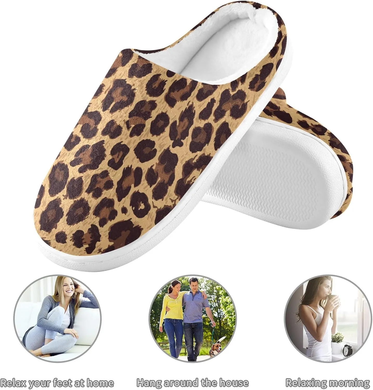 GAIGEO Slippers Women Simple Cute Cow Spots, Non Slip Slippers Women for Indoor Bedroom, Warm Winter House Shoes