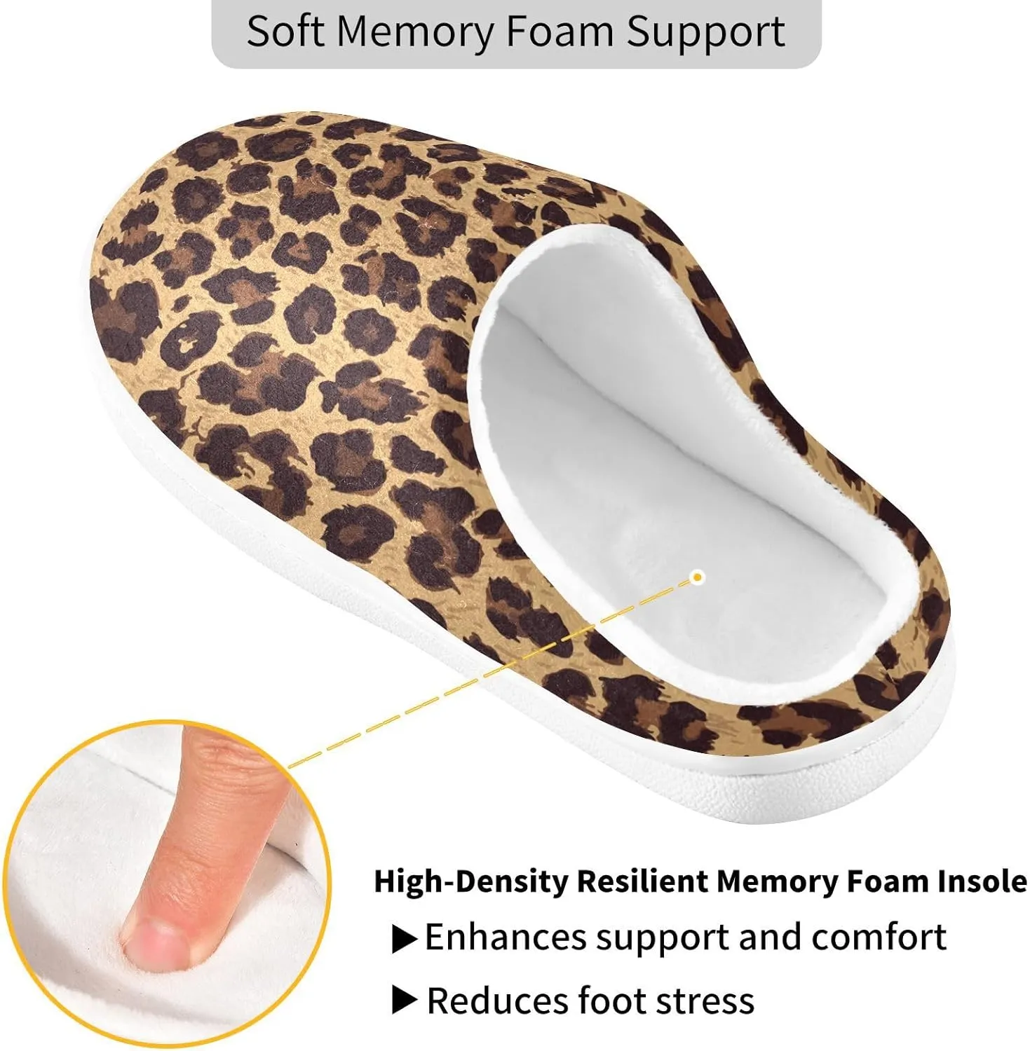GAIGEO Slippers Women Simple Cute Cow Spots, Non Slip Slippers Women for Indoor Bedroom, Warm Winter House Shoes