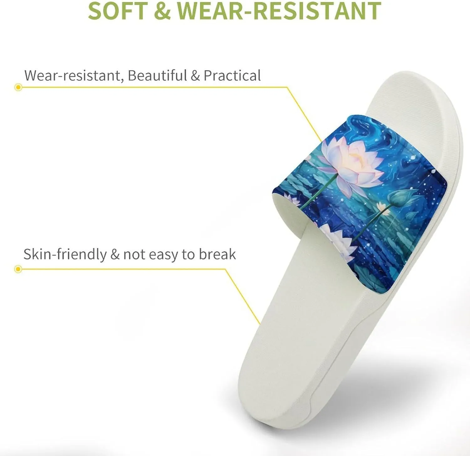 Galaxy Lotuses Flower Open Toe Slippers for Women And Men Non Slip Shower Slippers Home Slippers