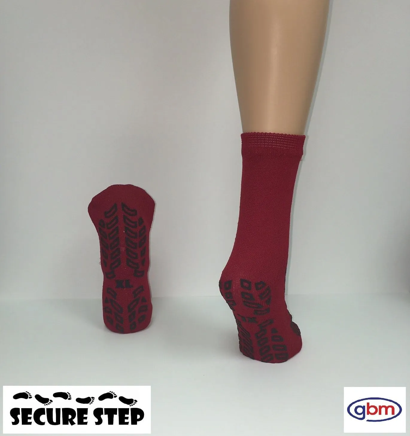 GBM Secure Step Double-Sided Tread Non Slip Safety Socks, 4 Pair