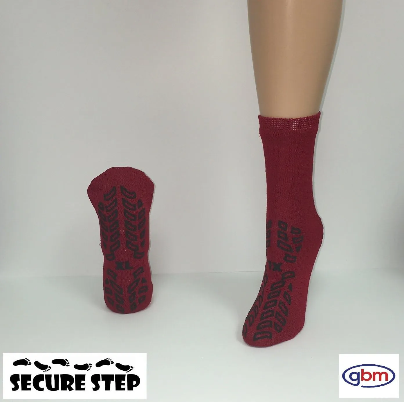 GBM Secure Step Double-Sided Tread Non Slip Safety Socks, 4 Pair