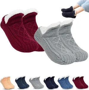 Gebarun Thermal Socks, Indoor Non-Slip Thermal Socks, Fleecesox Fleece-Lined Non-Slip Thermal Slippers Socks