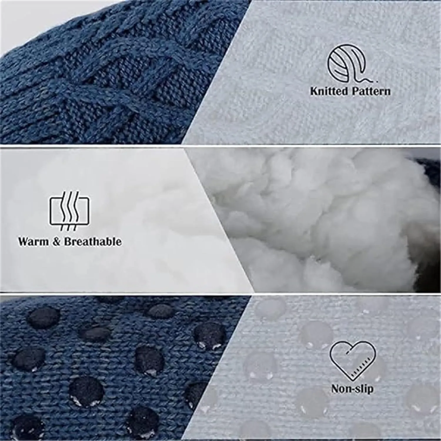 Gebarun Thermal Socks, Indoor Non-Slip Thermal Socks, Fleecesox Fleece-Lined Non-Slip Thermal Slippers Socks
