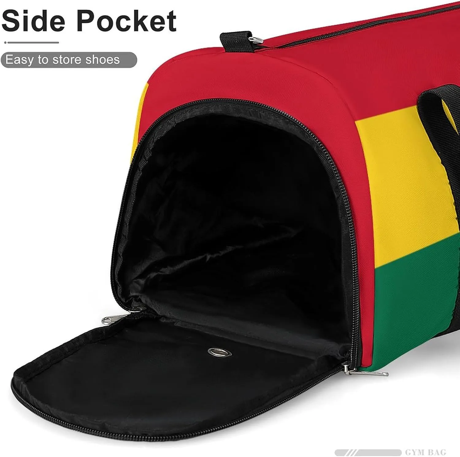 Ghana Flag Gym Bag for Boys Girls with Shoe Compartment Lightweight Weekender