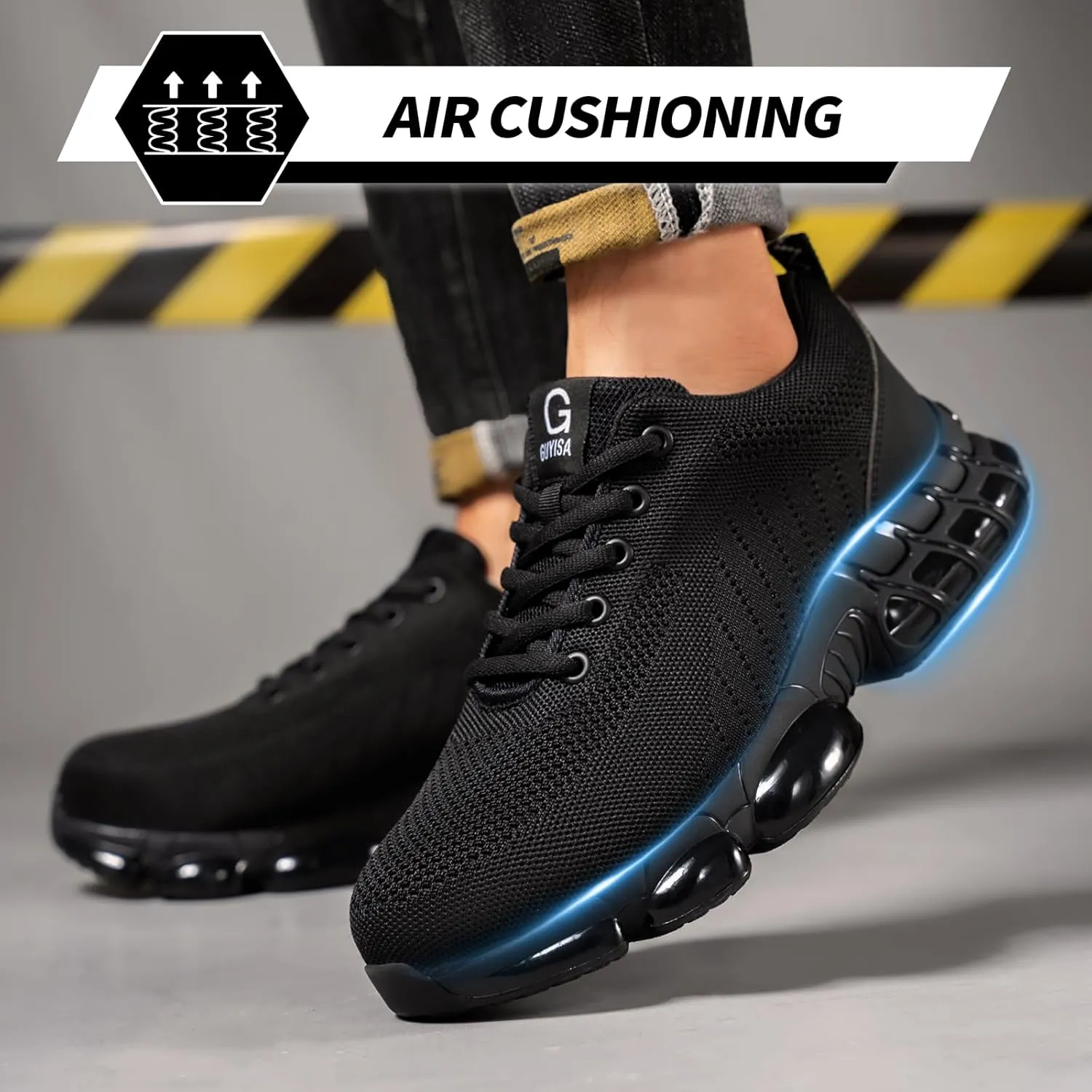 GLANOUDUN Steel Toe Shoes for Men Black Work Shoes Lightweight Safety Shoe for Men Indestructible Steel Toe Sneakers Industrial Construction Shoe Men's Work & Safety Footwear