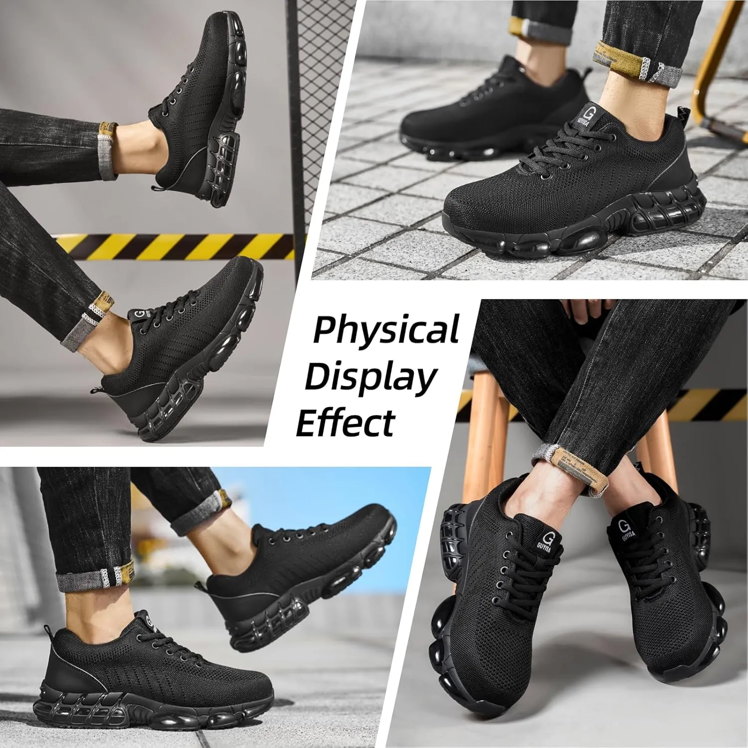 GLANOUDUN Steel Toe Shoes for Men Black Work Shoes Lightweight Safety Shoe for Men Indestructible Steel Toe Sneakers Industrial Construction Shoe Men's Work & Safety Footwear