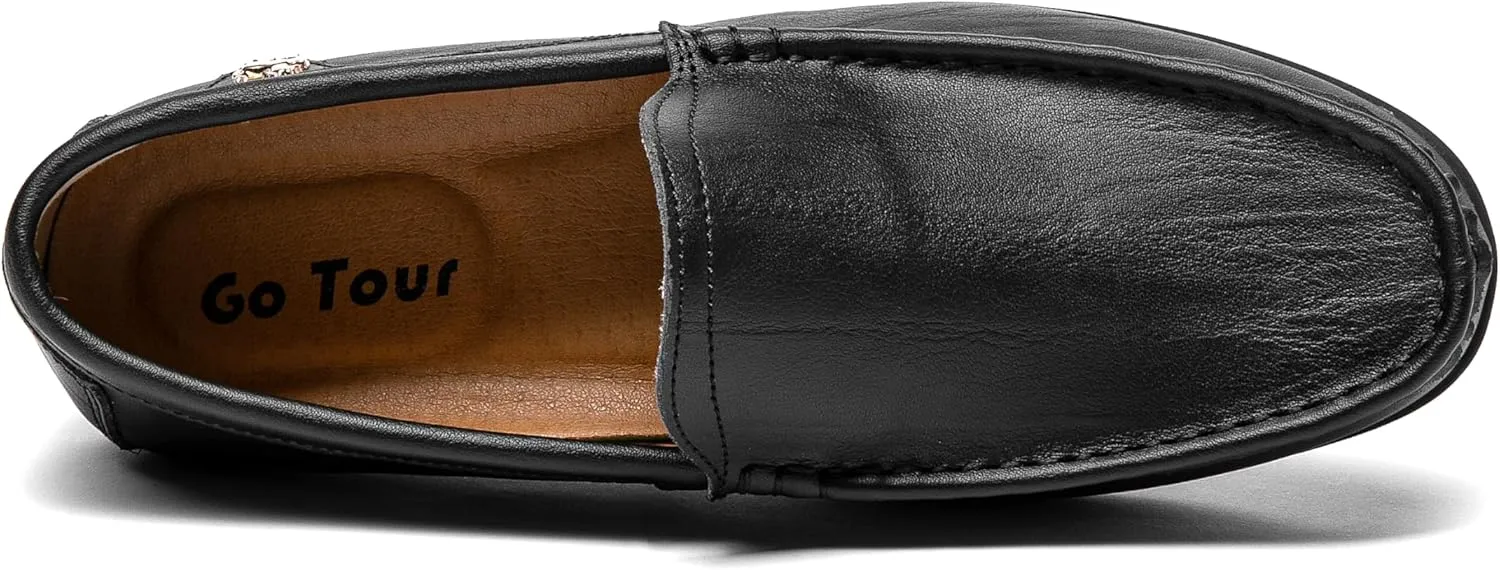 Go Tour Men’s Casual Leather Fashion Slip on Loafers Shoes