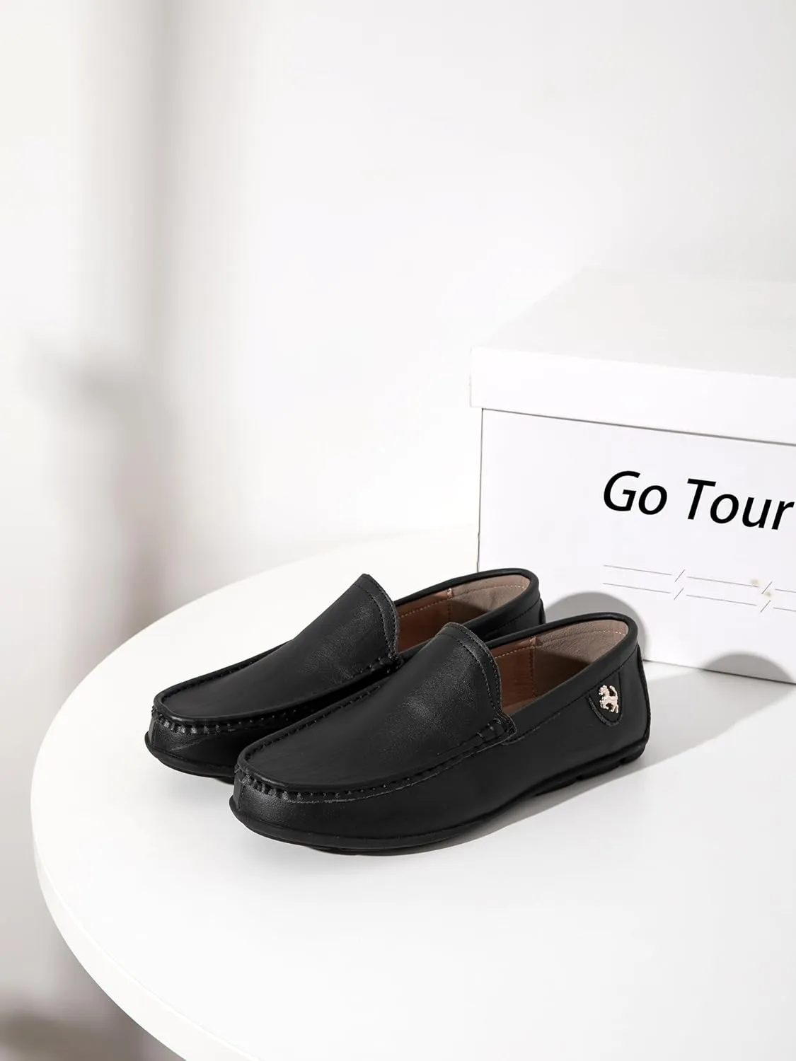 Go Tour Men’s Casual Leather Fashion Slip on Loafers Shoes
