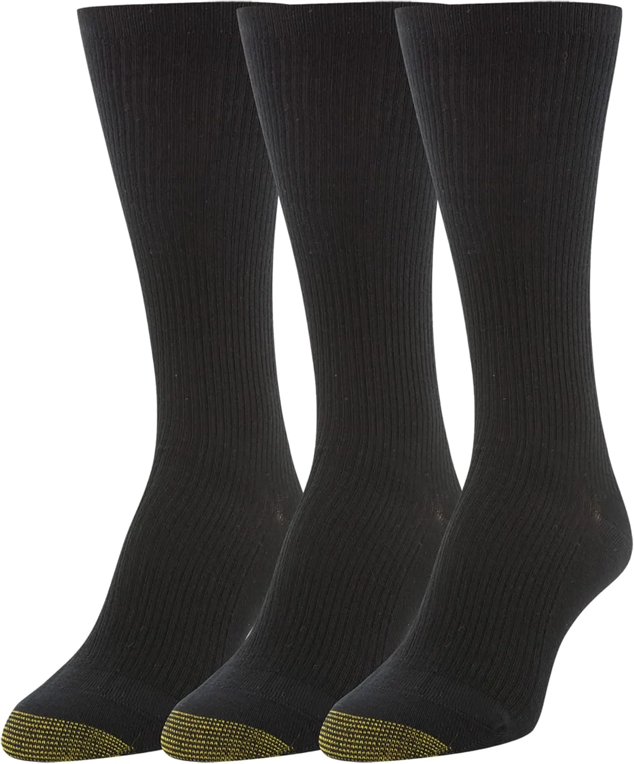 GOLDTOE Women's Non-Binding Ribbed Crew Socks, 3-Pairs