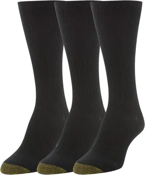 GOLDTOE Women's Non-Binding Ribbed Crew Socks, 3-Pairs