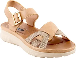Good Choice Womens Marilyn Faux Leather Flat Sandals Beige 9.5 Medium (B,M)