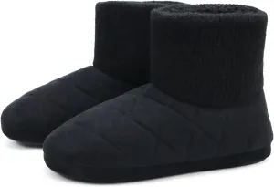 GPOS Knit Rock Wool Warm Men Indoor Pull on Cozy Memory Foam Slipper Boots Soft Rubber Sole