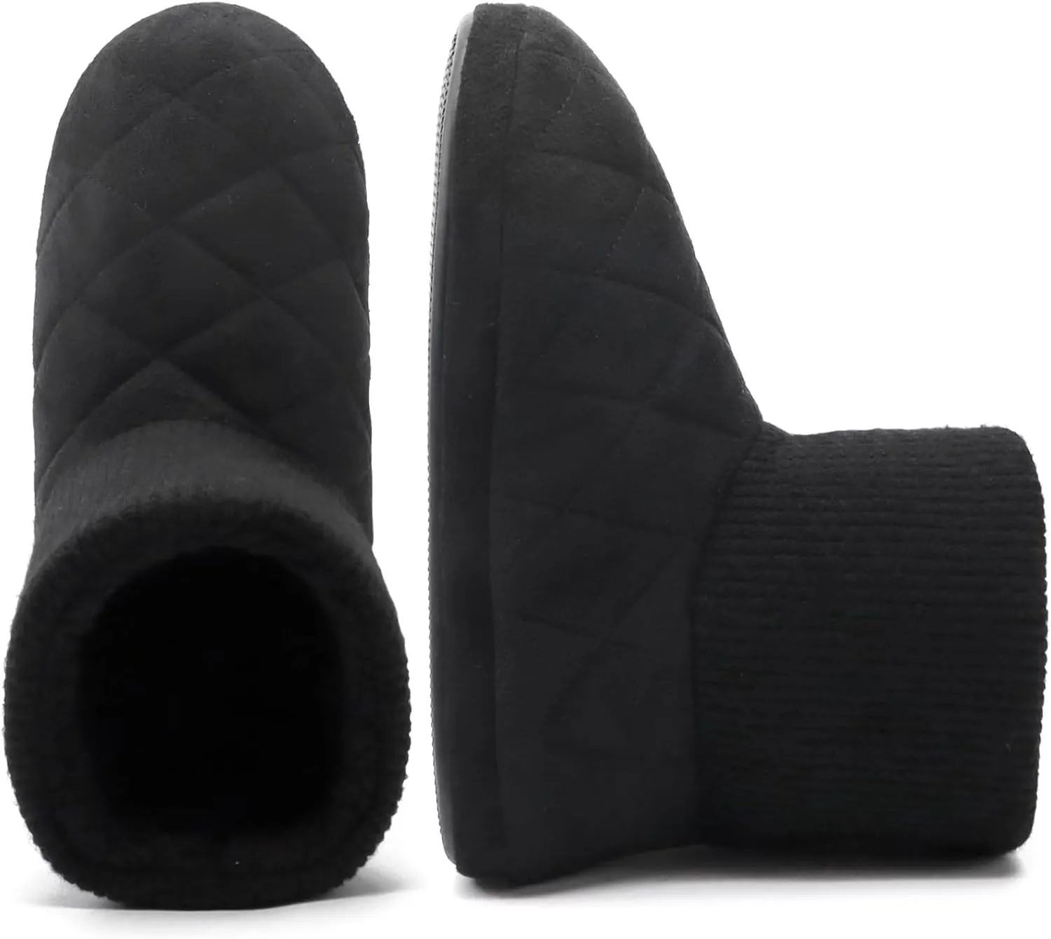 GPOS Knit Rock Wool Warm Men Indoor Pull on Cozy Memory Foam Slipper Boots Soft Rubber Sole
