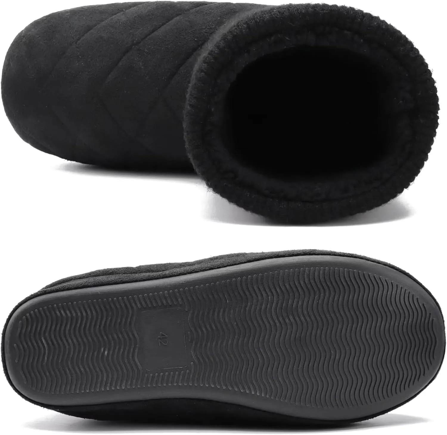 GPOS Knit Rock Wool Warm Men Indoor Pull on Cozy Memory Foam Slipper Boots Soft Rubber Sole
