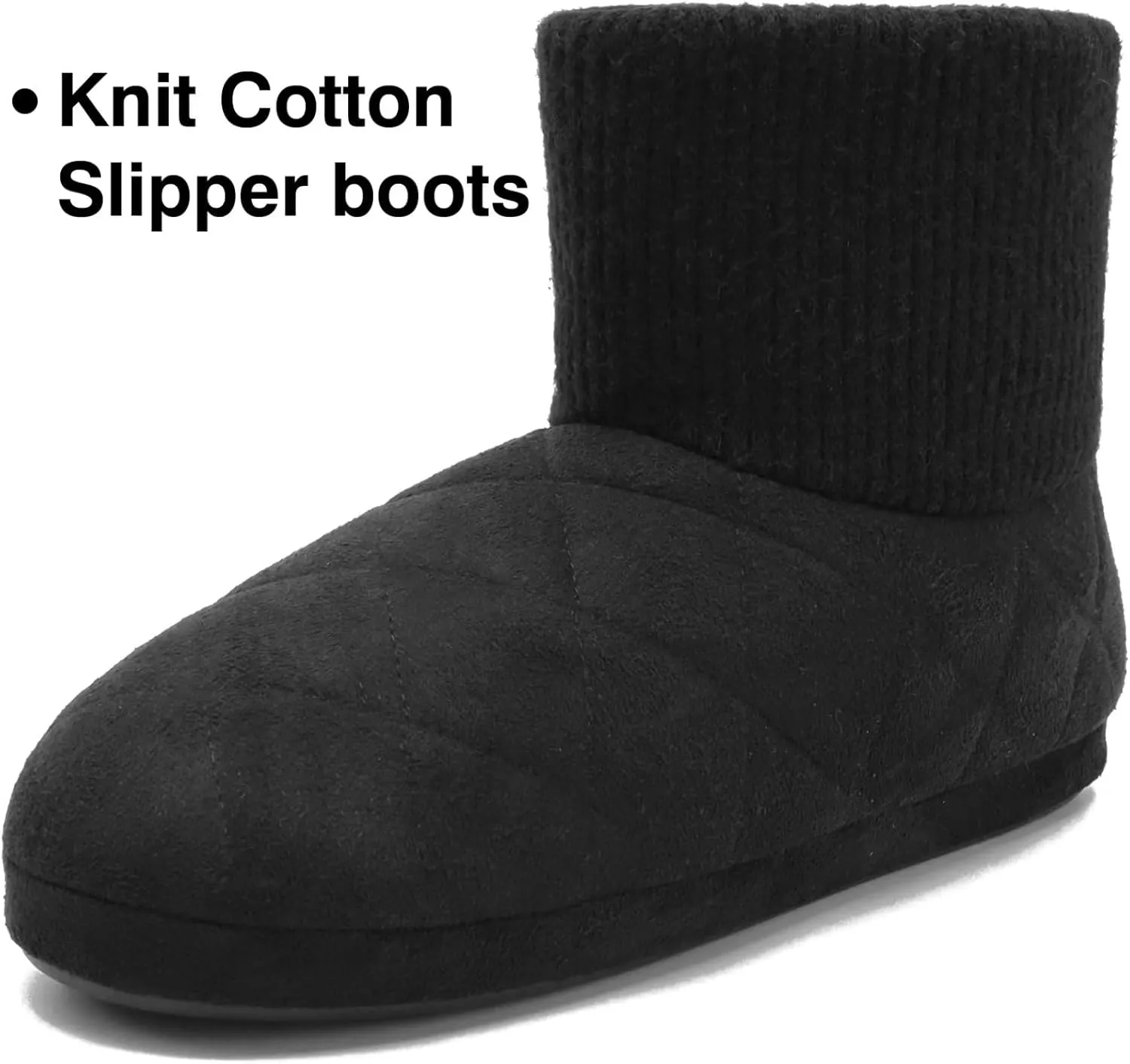 GPOS Knit Rock Wool Warm Men Indoor Pull on Cozy Memory Foam Slipper Boots Soft Rubber Sole