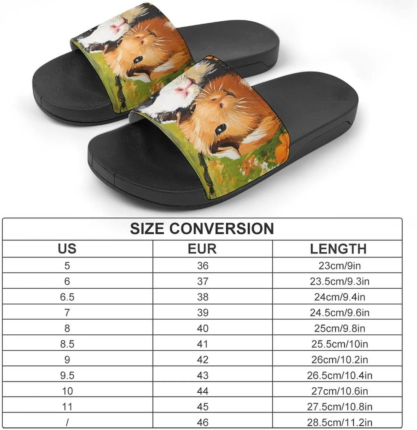 Guinea Pigs in Field Flowers Shower Sandals Home Slippers Non-Slip Quick Drying Beach Bathroom Slipper