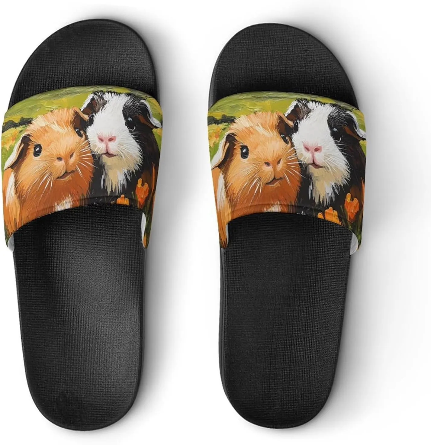 Guinea Pigs in Field Flowers Shower Sandals Home Slippers Non-Slip Quick Drying Beach Bathroom Slipper
