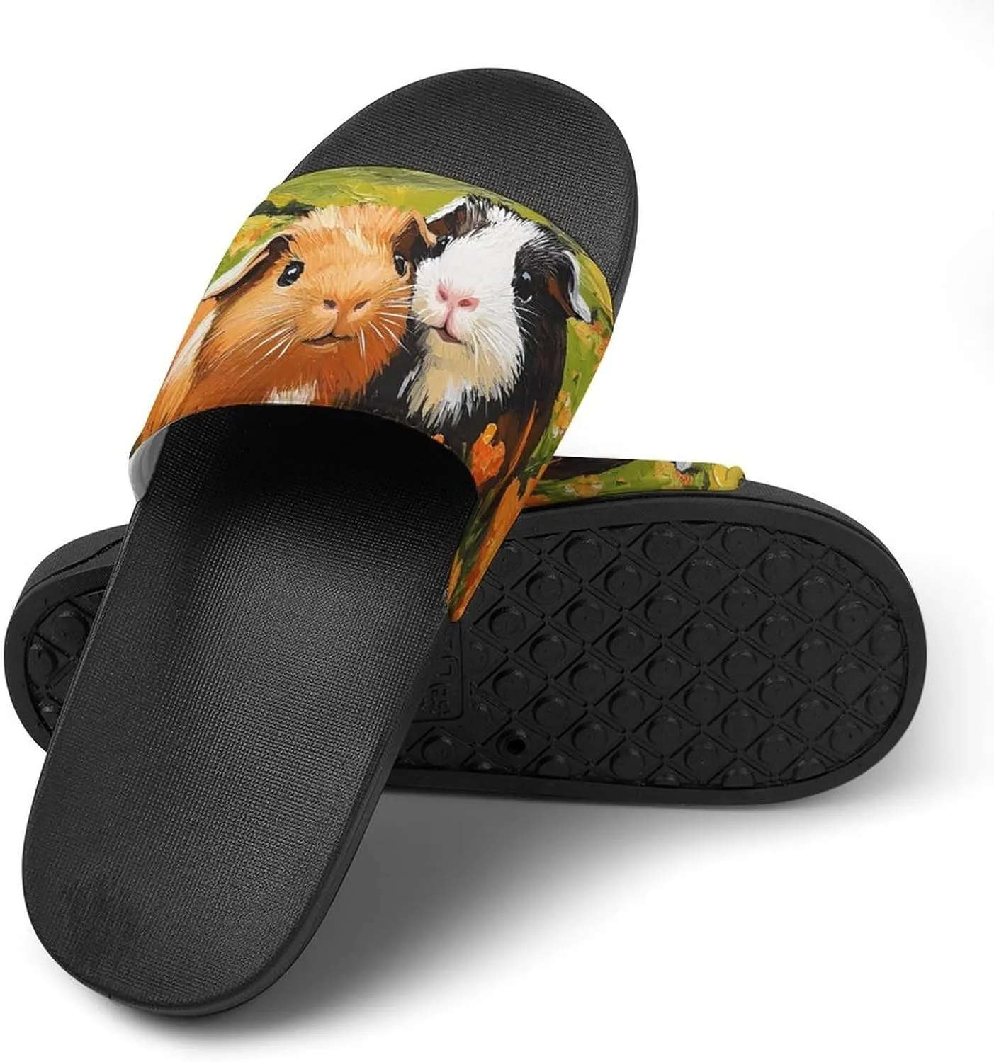 Guinea Pigs in Field Flowers Shower Sandals Home Slippers Non-Slip Quick Drying Beach Bathroom Slipper
