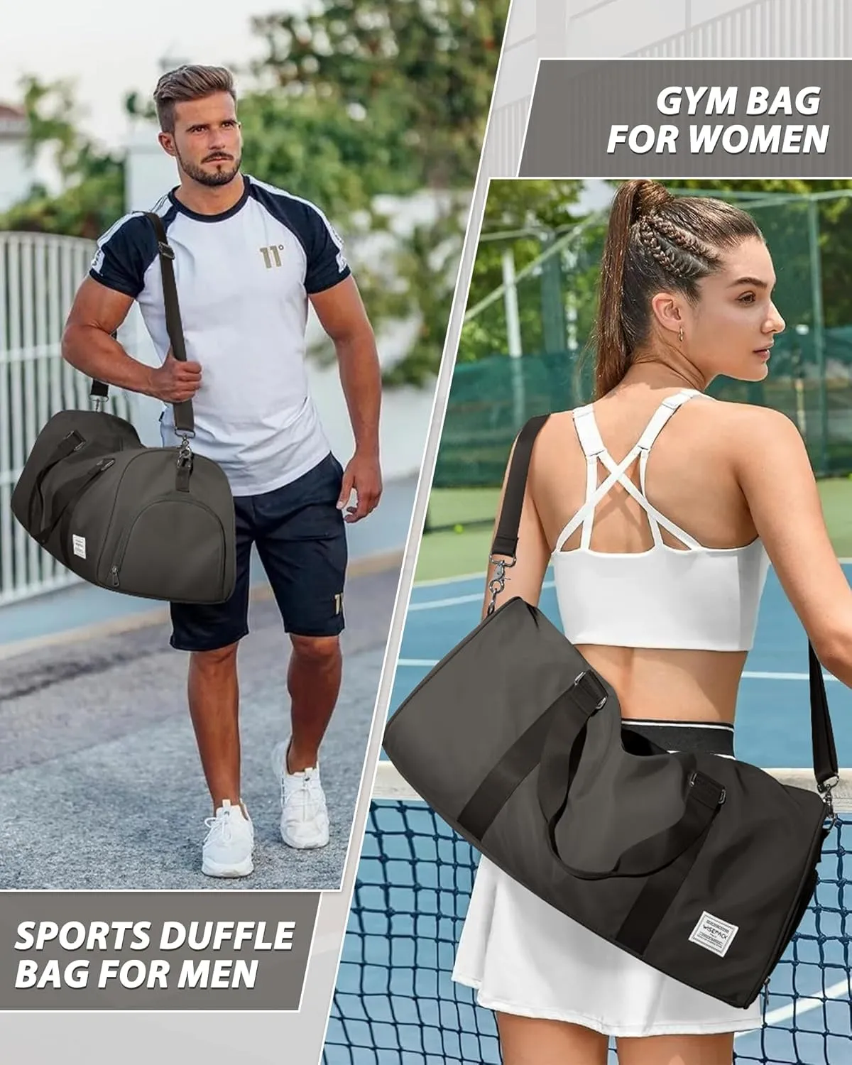 Gym Bag for Women Men with Shoe Compartment,Small Travel Duffle Bags for Traveling Overnight Weekender Bag Personal Item Travel Bag Large Sport Bag Workout Bag Coffee Brown